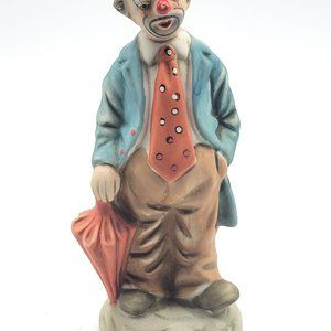 Hobo Clown with Umbrella Figurine
